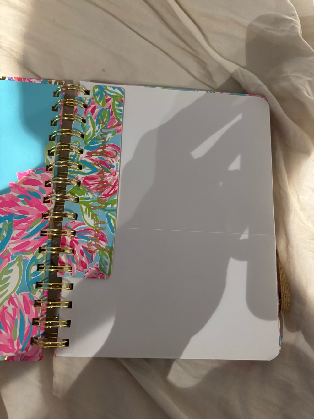 Lilly Pulitzer Turquoise Notebook with Pink & Gold Floral Accents - Picture 3 of 5